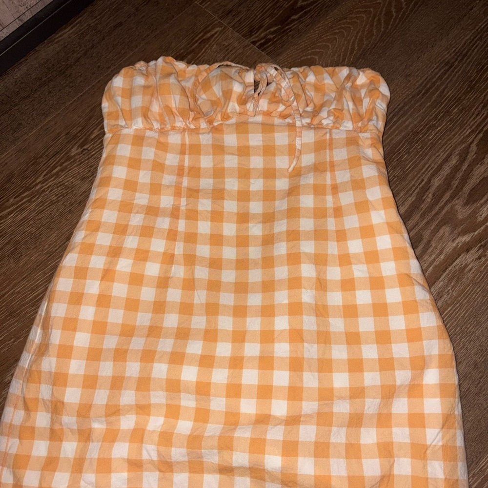Le Lis Orange and White Checkered Dress